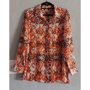 J.Jill Tops Blouse Womens M, Button Down, Polyester, Long Sleeve, 18.5 Inch...